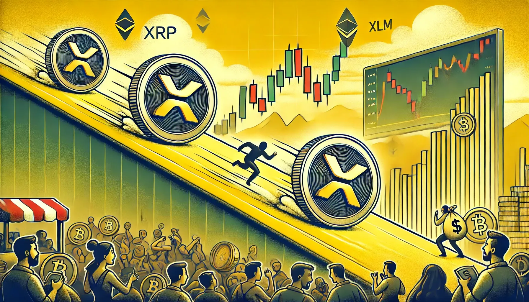 스텔라, 높은 매도 압박 속 10% 하락하며  XRP의 하락 궤적을 따르다
